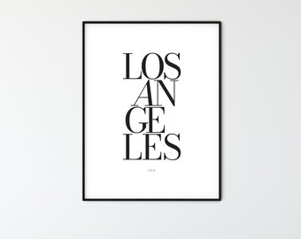 LOS ANGELES City Name Typography Poster, Minimalist Printable Wall Art, Aesthetic Room Decor for Digital Download