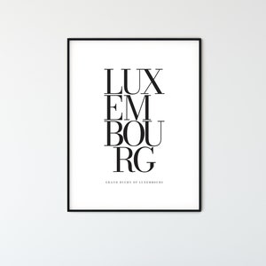 LUXEMBOURG City Name Typography Poster, Minimalist Printable Wall Art, Aesthetic Room Decor for Digital Download
