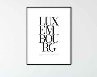 LUXEMBOURG City Name Typography Poster, Minimalist Printable Wall Art, Aesthetic Room Decor for Digital Download