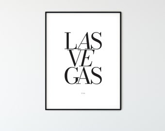 LAS VEGAS City Name Typography Poster, Minimalist Printable Wall Art, Aesthetic Room Decor for Digital Download