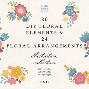 Floral Clipart: DIY Flower Elements & Bouquets (Digital Download)