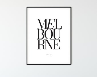 MELBOURNE City Name Typography Poster, Minimalist Printable Wall Art, Aesthetic Room Decor for Digital Download