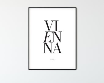 Vienna Typography Poster: Minimalist City Art (Digital Download)