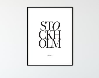 Stockholm Typography Poster: Minimalist City Art (Digital Download)