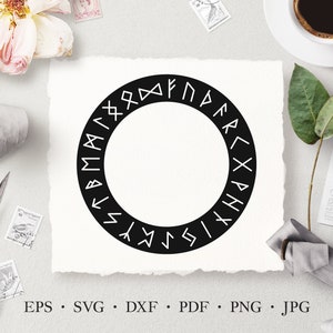 Runic Circle SVG, Runic Alphabet Wheel, Celtic Runes Letters Stencil ...