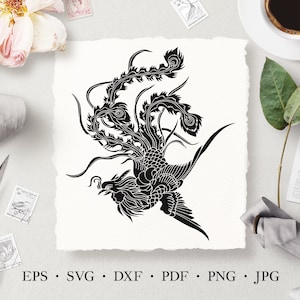 Phoenix SVG, Phoenix Vector Stencil, Phoenix Silhouette Clipart, Phoenix Laser Cut Template, Licence commerciale