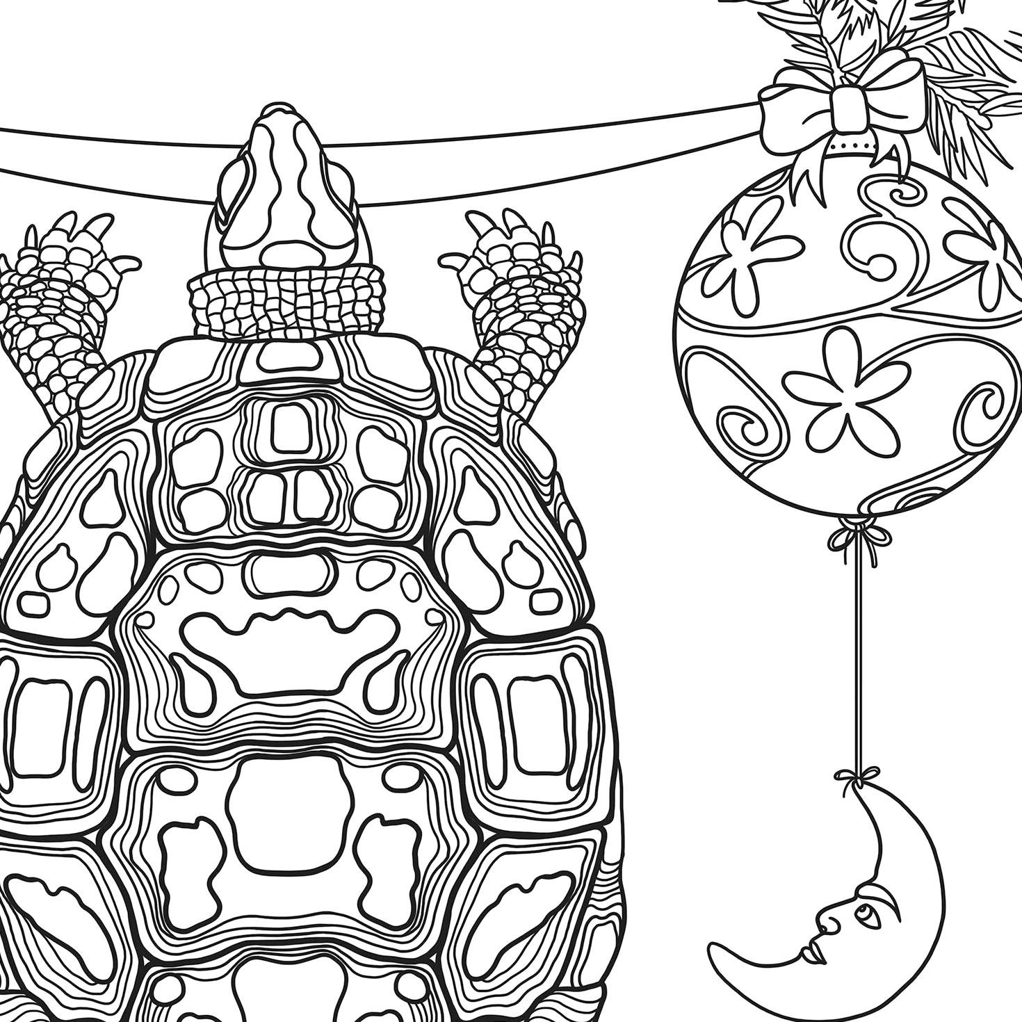 Turtle Printable Coloring Pages Christmas Coloring Sheet | Etsy