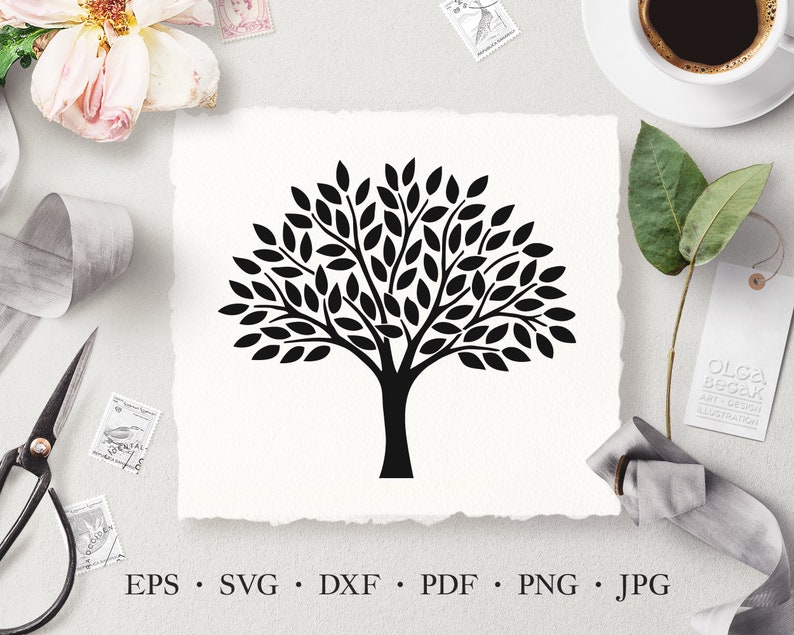 Tree SVG, Minimalist Tree Vector Stencil Illustration, Abstract Tree Silhouette, Tree Laser Cut Files, Commercial License image 1