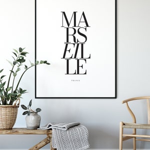 MARSEILLE City Name Typography Poster, Minimalist Printable France Wall Art, Aesthetic Room Decor for Digital Download image 3