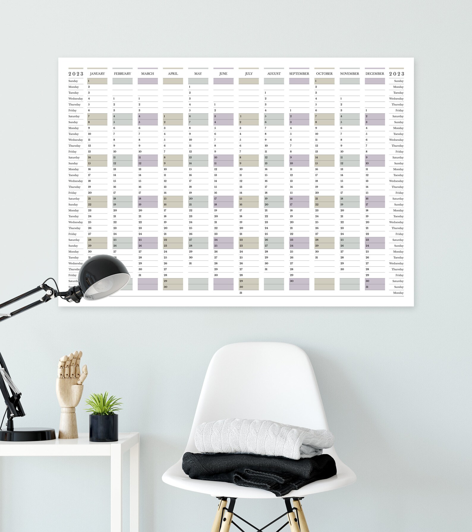Printable 2023 Wall Calendar Sunday Start Large Customizable Etsy