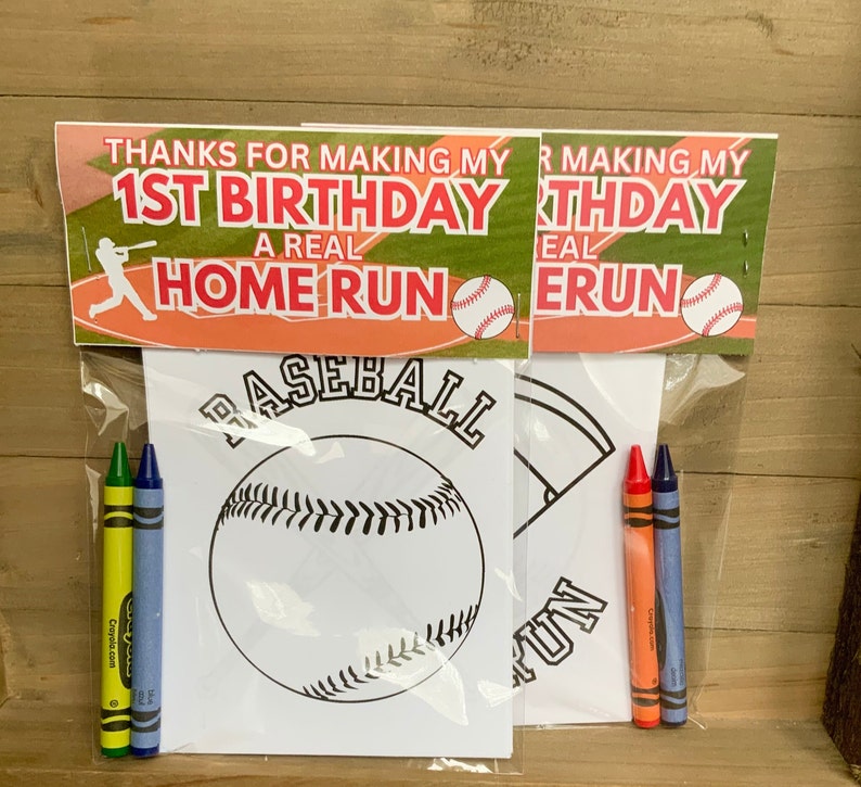First Birthday Coloring Party Favors, Baseball Kid’s Birthday Favor ...