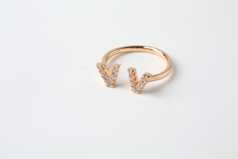 Free Size Ring Dainty Ring Gold Plated V Ring Adjustable Ring Petite Ring Gift for Her Stacking Ring