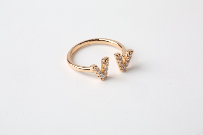 Free Size Ring Dainty Ring Gold Plated V Ring Adjustable Ring Petite Ring Gift for Her Stacking Ring