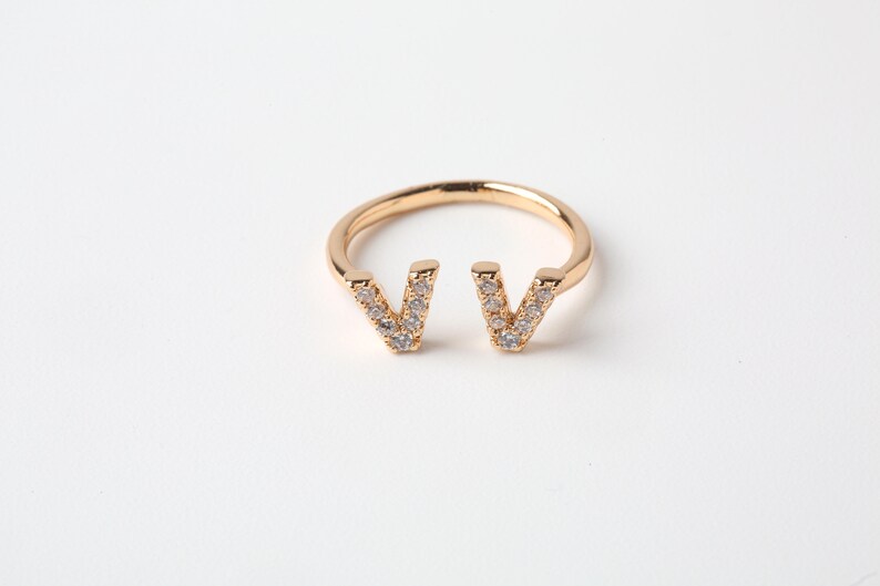 Free Size Ring Dainty Ring Gold Plated V Ring Adjustable Ring Petite Ring Gift for Her Stacking Ring