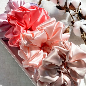 Silk Satin Scrunchies, Large Silk Scrunchies, Super Silky Scrunchies, Women’s Hair Care Scrunchies, Silk Hair tie, Anti Frizz Hair Band, USA