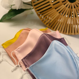 Satin Face Mask, Mask with Pocket, Silky Mask, Washable Reusable Mask, Breathable Mask, Soft Face Mask, Adjustable Mask, Made in USA,