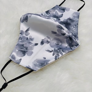 Beautiful Floral Satin Face Mask, 100% Organic Cotton Face Mask Lining, Premium Quality Face Mask