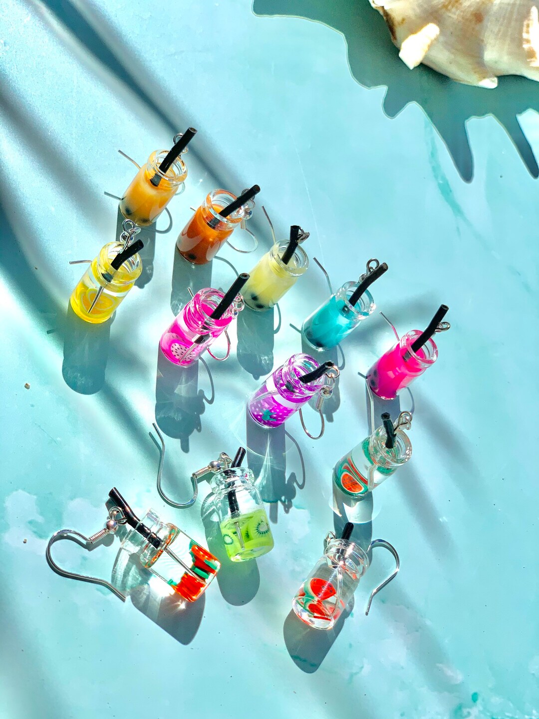 TRENDING! Boba Milk Tea Earrings, Detox Juices/fruit Diffuser Earrings ...