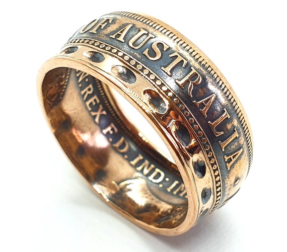 Australian Copper Coin Ring Very Nice Item Designed And Hand Etsy