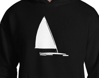 Ice Yacht Silhouette Hoodie: Winter Sailing Graphic