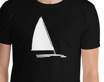 Ice Boat Racing Ice Yacht Silhouette Graphic Ice Sailing Short-Sleeve Unisex T-Shirt