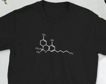 Cannabis THC Molecule Chemistry Marijuana 420 Weed Terps Short-Sleeve Unisex T-Shirt