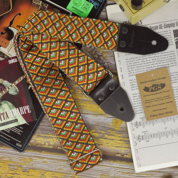 Pardo Guitar Straps model Woody, Handmade strap for guitar and bass, Hippie Replica from the 60s