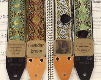 Personalized Engraved Guitar Strap: Hippie Style - Gift For Guitarists