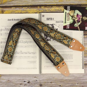 Electric Guitar Strap Jacquard With Flowers - Guitar Strap With Engraved Name Option
