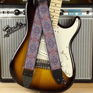 Guitar strap blue, Vintage hippie Straps for acoustic, Electric and bass Guitar