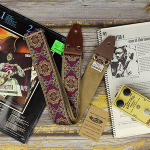 Vintage Guitar Strap, Red Woven Electric and Bass Strap