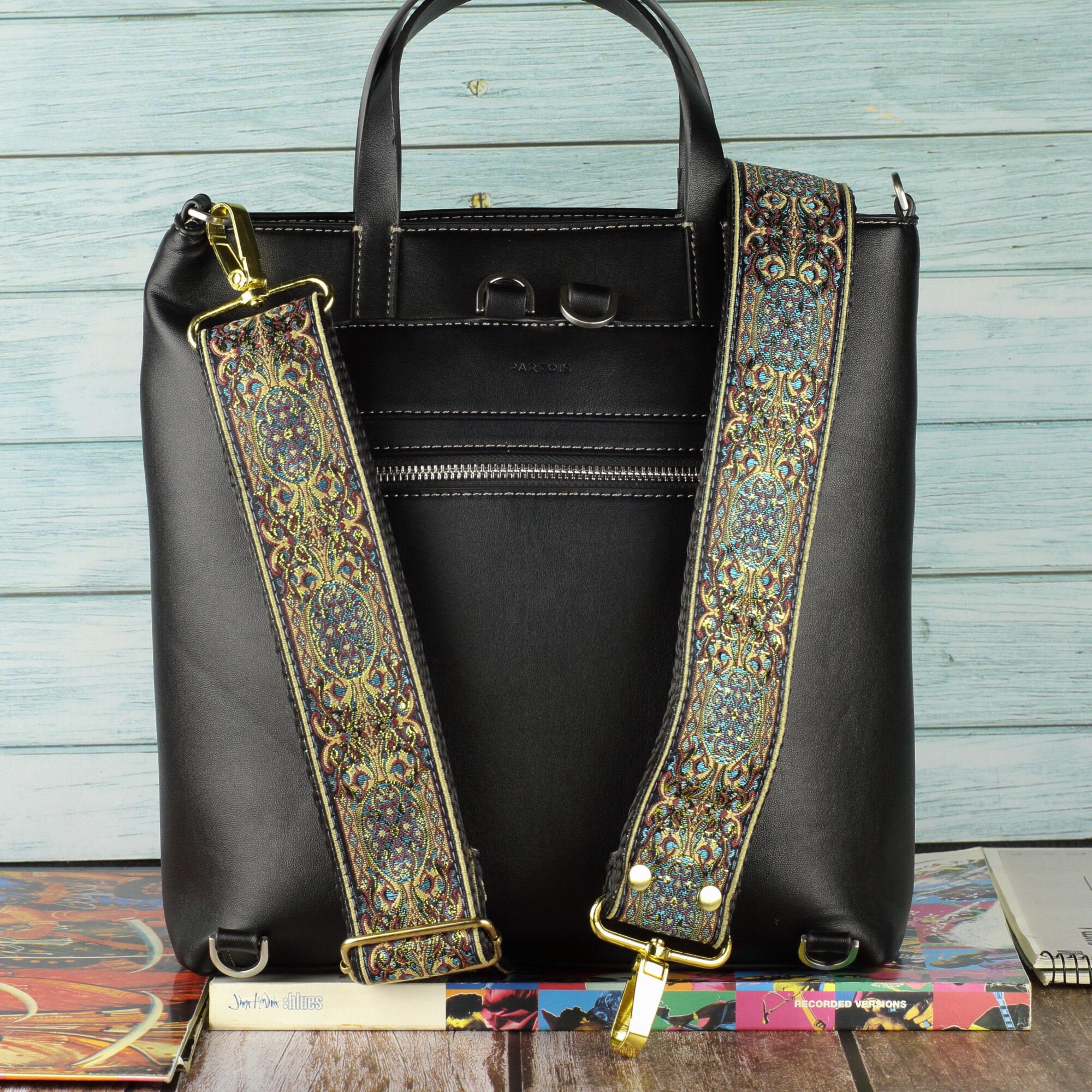 Art Nouveau Strap for Handbags / Purses - Colorful Floral Design -  Adjustable, Shoulder to Cross Body Strap - Guitar-inspired Strap
