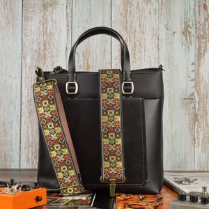 Guitar Strap For Purse and Handbag. Hippie design, Brown colors.