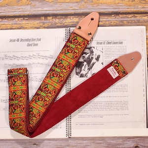 Guitar Strap Kaleidoscope with Vibrant Colors Guitar Strap- Personalized guitar strap - engrave your name