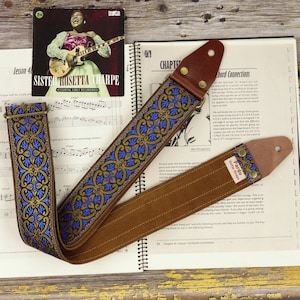 Handmade Guitar Strap Celtic Blue, Strap also for electric, bass, acoustic guitar