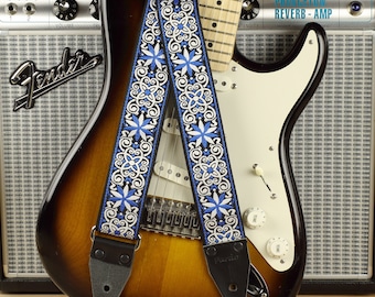 Blue Stars Hippie Guitar Strap Psychedelic style inspired in the Sixties