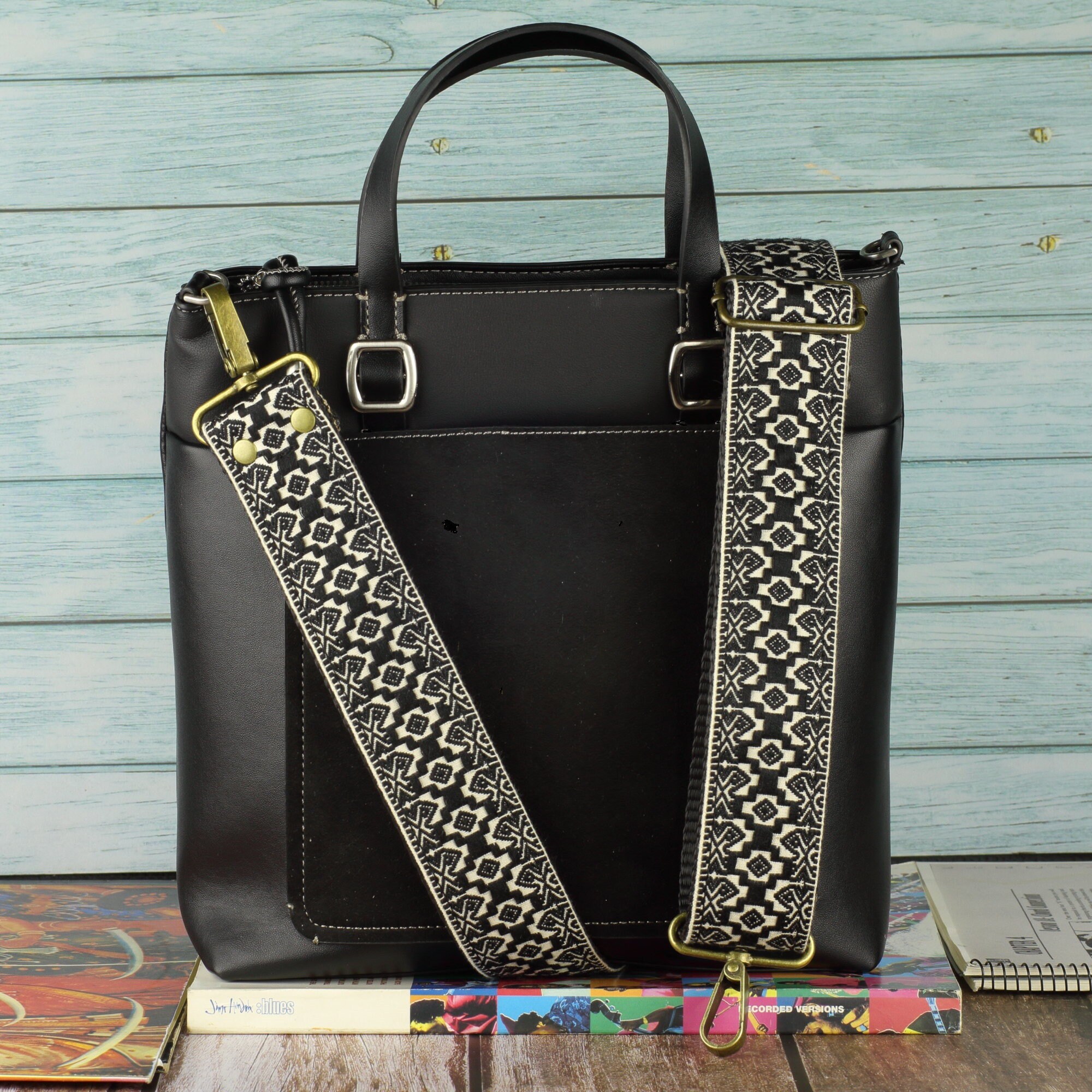 Black with gold Embroidered guitar BeltsStraps Handbag Purse Straps Buy STEFFANIA EMBROIDERED HANDBAG STRAP | Johnny Was main image 4