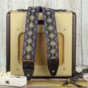 Gitaarband met bloemenjacquard: vintage hippiestijl, verstelbare lengte