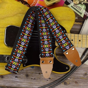 Embroidered Guitar Strap Hippie Cool pattern strap for bass electric and Acoustic Guitar
