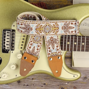Bohemian Guitar Strap for electric, Bass Guitars - Backing Cotton