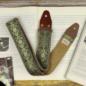 Gewebter Gitarrengurt, Retro Jacquard Stoff mit Vintage Vibe inspiriert in den 60er Jahren