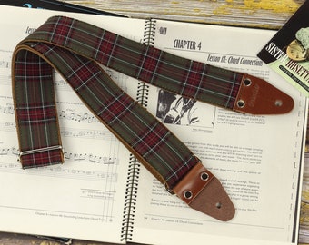 Tartan Guitar Strap Plaid with Backing Suede , Strap For Electric Guitar And Bass