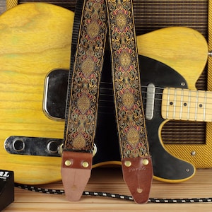 Guitar strap Handmade Hippie Psychedelic Strap with Vintage Style image 4