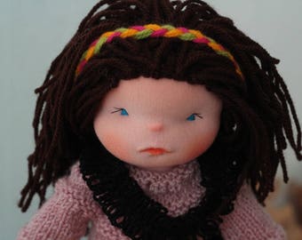 Waldorf sculptural face doll 14'' Waldorf inspired doll steiner doll cloth doll OOAK doll