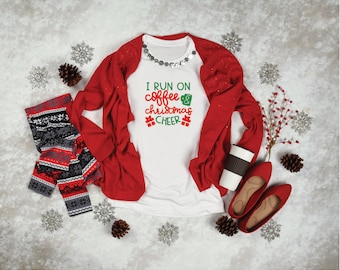 Christmas Shirt for Women, Mom Christmas Shirt, Coffee and Christmas Cheer Shirt, Christmas Present Shirt for Women
