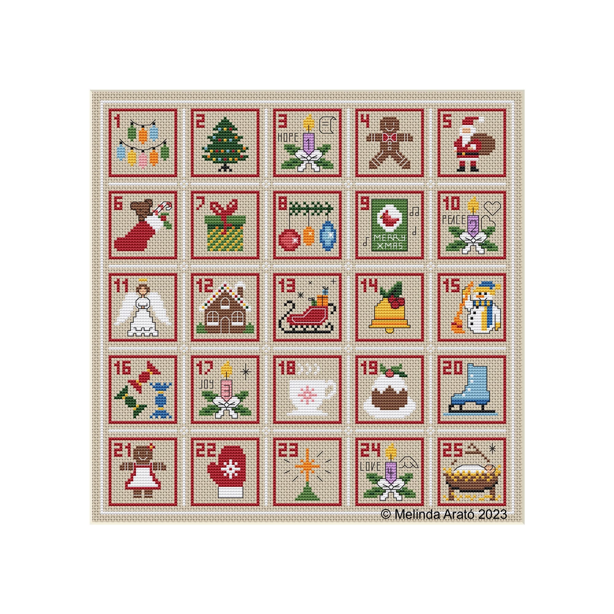 2023 Advent Calendar Cross Stitch Pattern 