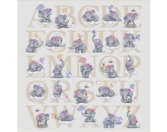 Baby Girl Elephant cross stitch pattern