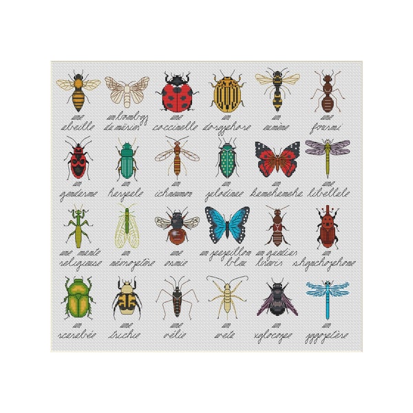 Les Insects Bugs cross stitch pattern