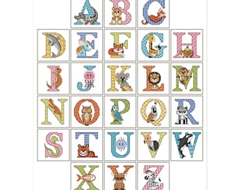 Animal ABC cross stitch design