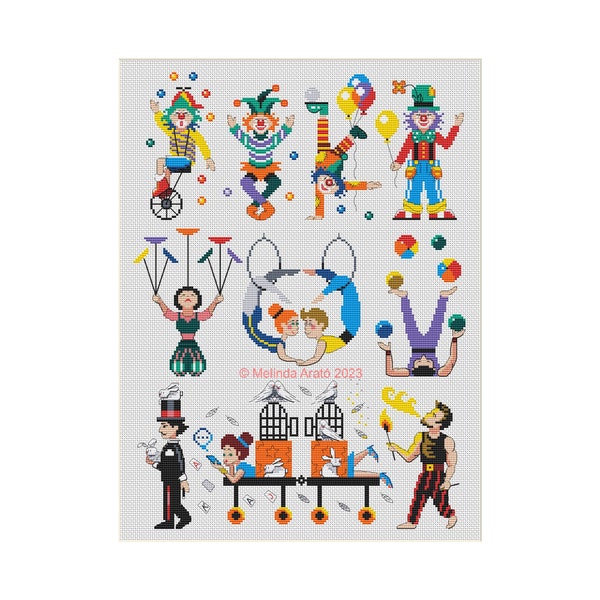 Colorful Circus Cross Stitch Pattern